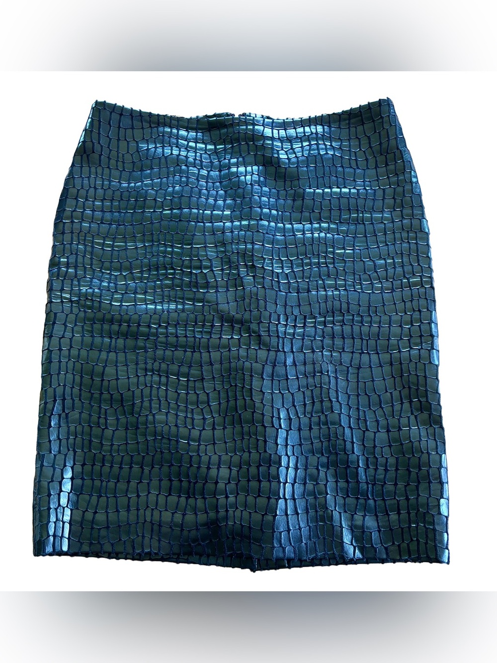 Anne Klein Black Faux Croc Pencil Skirt